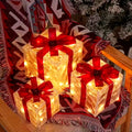 Christmas lighted gift box with ribbon