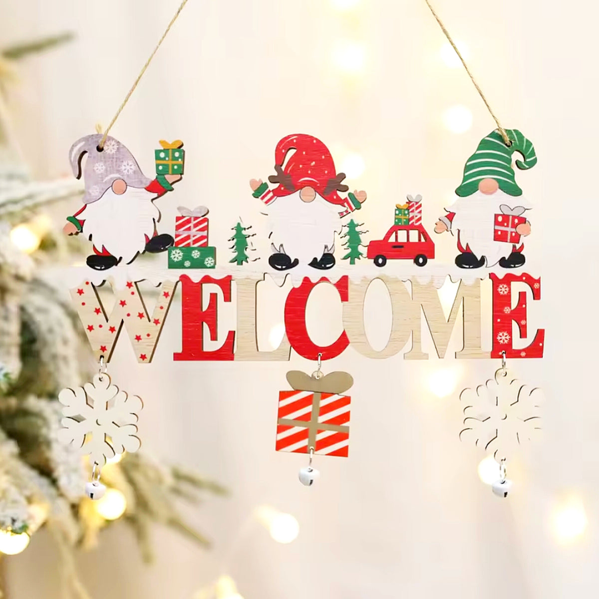 Wooden Christmas Door Hanging Ornaments, Christmas Home Decoration