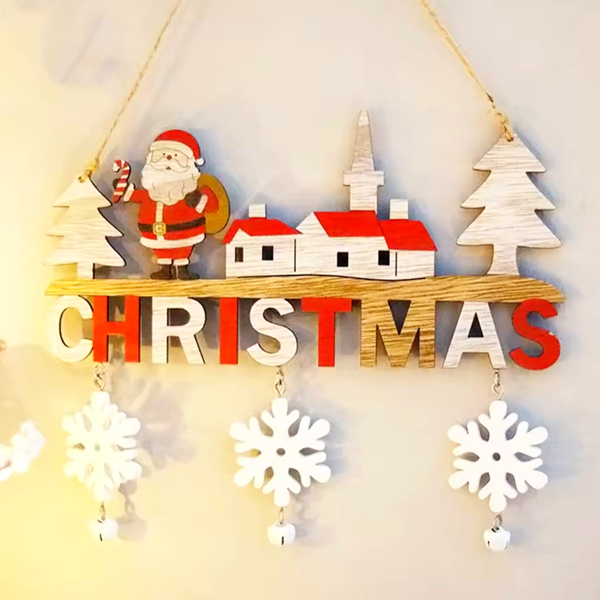 Wooden Christmas Door Hanging Ornaments, Christmas Home Decoration